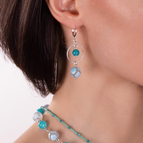 Серьги Lanzerotti, Atlantide, с агатом и амазонитом, LZ-23.03-097 голубой фото 4