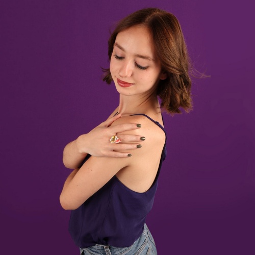 Кольцо TARATATA, Pia-pia, разъемное, с цветной смолой и стразами, TT-T24-05412-20M золотистый фото 3