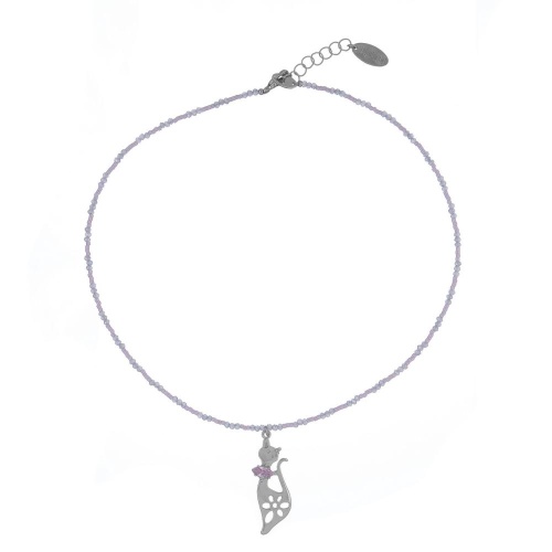 Колье Lanzerotti, Glicine, подвеска-кошка, кристаллы, LZ-24.04-215 розовый