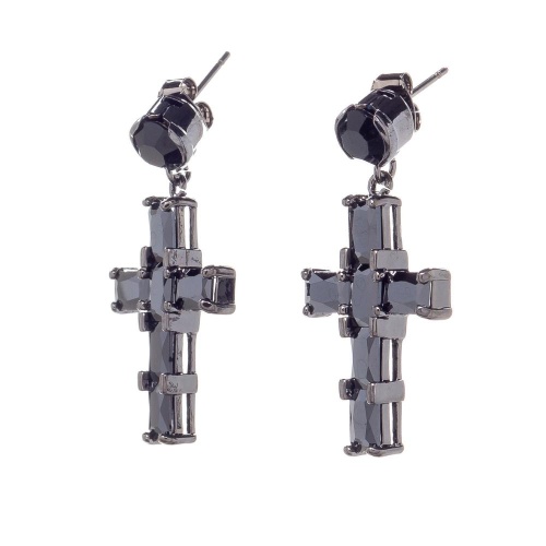 Серьги Moon Paris, Ringo Queen, с крестом и кристаллами, MRQ-26.01-002 черный