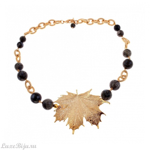 Колье Ester Bijoux Gray Jasper and Gold Metal CL1054-G/BW BR