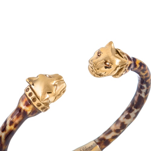 Браслет Polina Firenze, кафф, ягуар с кристаллами и эмалью, PF26.1-BR2530 коричневый фото 2