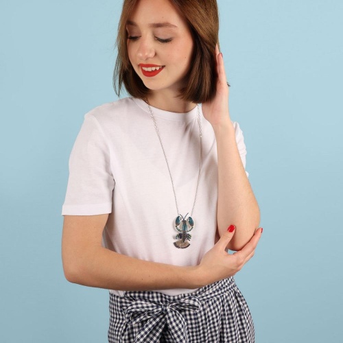 Колье TARATATA, Mr Lobster, с цветной смолой, бусинами и шнуром, TT-T24-04106-104 синий фото 7