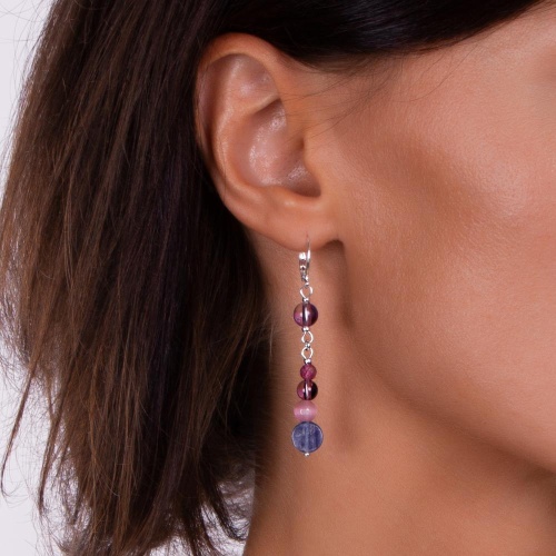 Серьги Lanzerotti, Monroe, кианит, аметист, кошачий глаз, турмалин, LZ-23.07-267 розовый фото 4