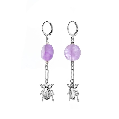 Серьги Lanzerotti, Iris, с аметистом и жуком, LZ-26.03-081 сиреневый