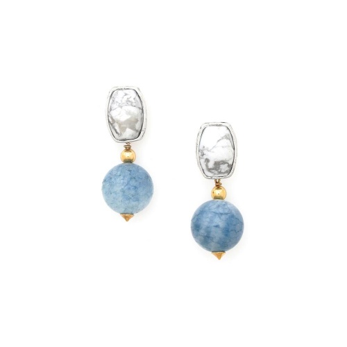Серьги Nature Bijoux, Arctique, с аквамарином и говлитом, NB25.1-12-90011 голубой фото 2