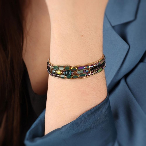 Браслет TARATATA, Chardon bleu, со стеклянными бусинами, тигровым глазом, TT-H24-09314-204 синий фото 4