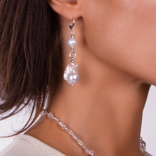 Серьги Lanzerotti, Monroe, с жемчугом, LZ-23.07-279 белый фото 4