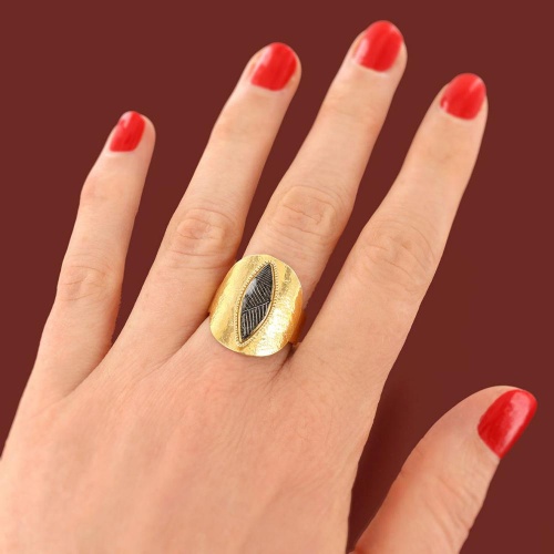 Кольцо TARATATA, Zebra, разъемное, с цветной смолой и узорами, TT-H25-04412-202 черный фото 3