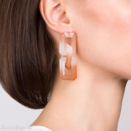 Серьги Moon Paris, Lorian, с объемными звеньями, ML-21.11-001 бежевый фото 2