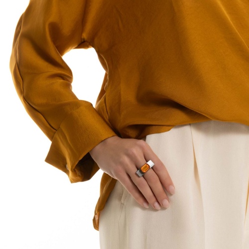 Кольцо Katerina Vassou, Solo, разъемное, с кристаллом, KV26.1-406210B оранжевый фото 2