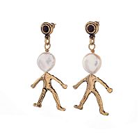 Серьги Alcozer&J, с жемчугом и гранатом, AL2308-OP3815C золотистый