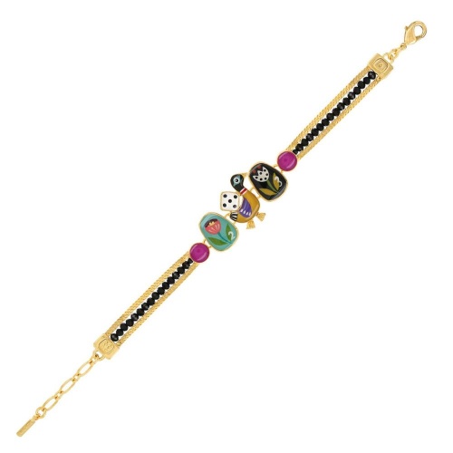 Браслет TARATATA, Jeu De L`oie, с цветной смолой и стеклянными бусинами, TT-H24-01302-20M золотистый фото 2