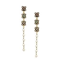 Серьги Alcozer&J, жемчуг, гранат, изумруд,сапфир,Swarovski, AL2406-OP4971C