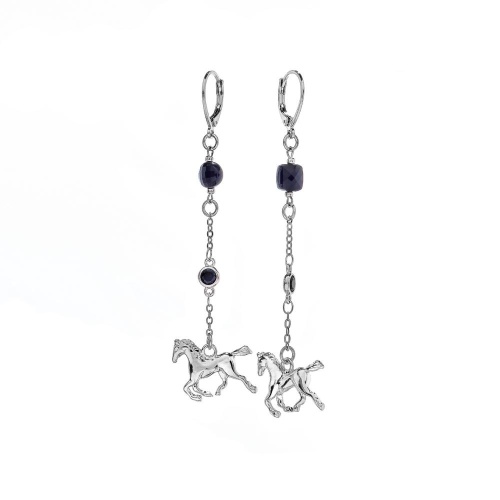 Серьги Lanzerotti, Pianoforte, оникс, кристалл, лошадь, LZ-25.12-410 черный