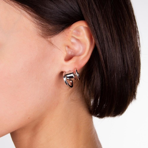 Серьги Moon Paris, Ringo, полукольца, MR-22.03-057 серебристый фото 2