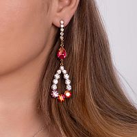 Серьги Moon Paris, Ringo Queen, асимметричные, с кристаллами, MRQ-24.05-007 золотистый