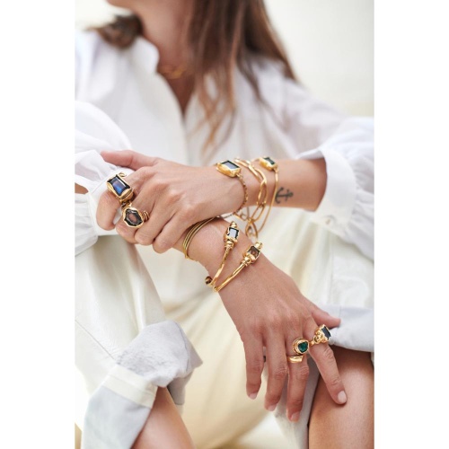 Кольцо Thot Gioielli, незамкнутое, с рейнстоуном, TG25.1-AN20V синий фото 5