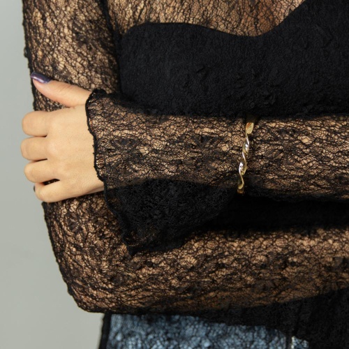 Браслет Moon Paris, Ringo, кафф с рельефом в виде волны, MR-26.01-004 золотистый фото 2