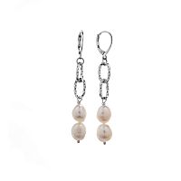 Серьги Lanzerotti, Pianoforte, с жемчугом, LZ-25.12-384 серебристый