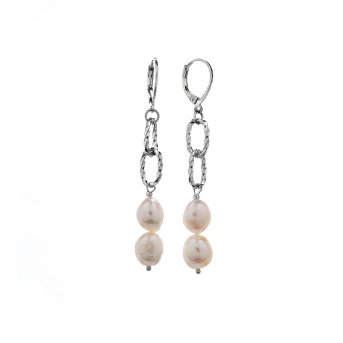 Серьги Lanzerotti, Pianoforte, с жемчугом, LZ-25.12-384 серебристый