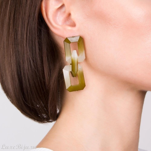 Серьги Moon Paris, Lorian, с объемными звеньями, ML-21.11-001 зеленый фото 2