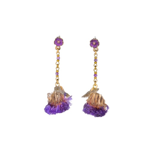 Серьги Lanzerotti, Erbario, с аметистом и соцветием, LZ-26.02-065 фиолетовый