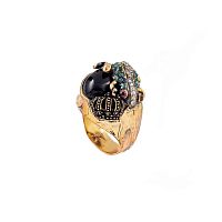 Кольцо Alcozer&J, оникс, изумруд, гранат, Swarovski, AL-A58ND23-R черный