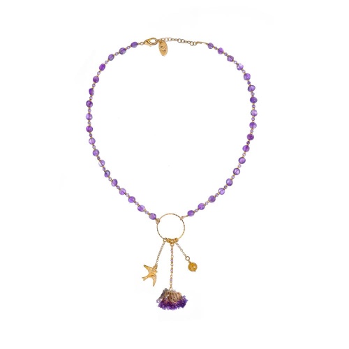 Колье Lanzerotti, Erbario, с аметистом, агатом и соцветием, LZ-26.02-047 фиолетовый