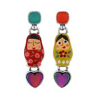 Серьги TARATATA, Nanas, асимметричные, со смолой и гематитом, TT-W24-03933-10M серебристый