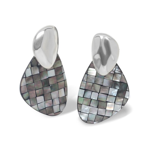 Серьги Nature Bijoux, Rivoli, с перламутровой мозайкой, NB26.2-12-90745 серый