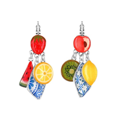 Серьги TARATATA, Jolie jolie, асимметрия, роспись, печатный рисунок, TT-E26-10771-10M серебристый