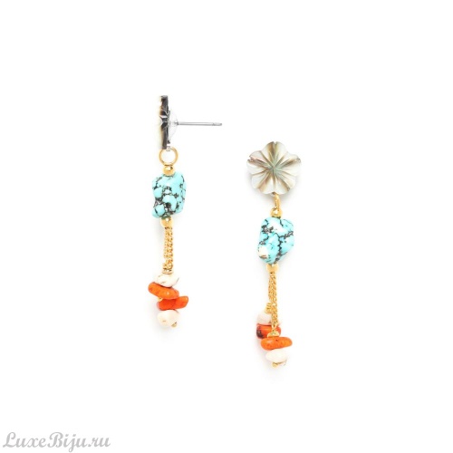 Серьги Nature Bijoux, Formentera, перламутр, говлит, тибетская бирюза, NB22.1-12-77275 бирюзовый фото 2