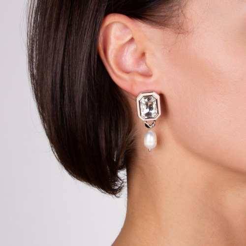 Серьги Moon Paris, Ringo, асимметричные, с кристаллом и жемчугом, MR-22.03-052 хрустальный фото 5