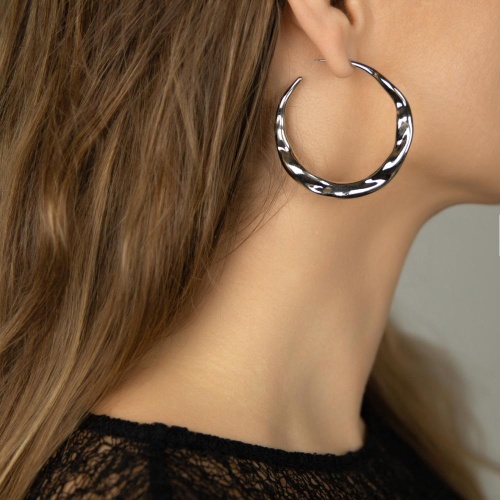 Серьги Moon Paris, Ringo, полукольца с рельефом в виде волны, MR-26.01-035 серебристый фото 2