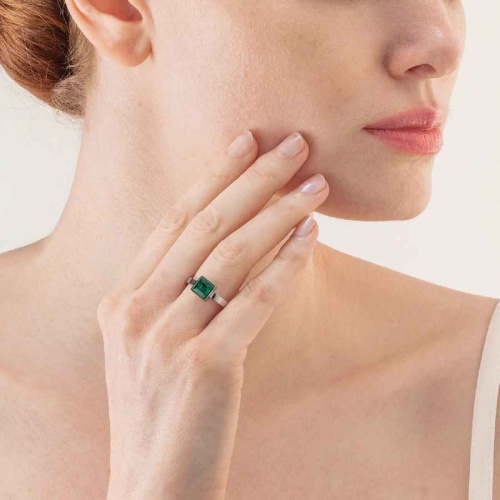 Кольцо Coeur de Lion Dark green-silver 16.5 мм, 0500/40-0548 52 фото 4