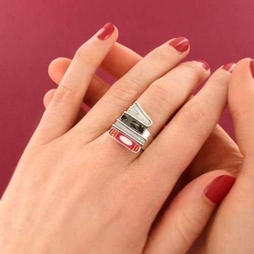 Кольцо TARATATA, Romans, разъемное, цветная смола, золотая краска, TT-H25-01404-10M серебристый фото 3