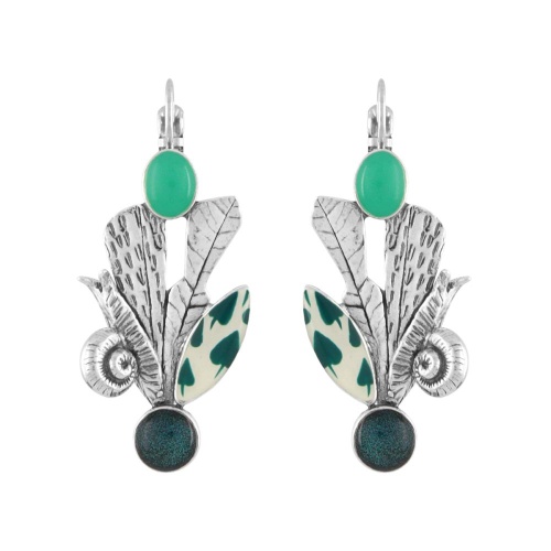 Серьги TARATATA, Green, с цветной смолой и порошком слюды, TT-E24-09774-104 бирюзовый