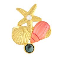 Кольцо TARATATA, Archipel, разъемное, со смолой, стразами и кварцем, TT-E24-03406-200 оранжевый