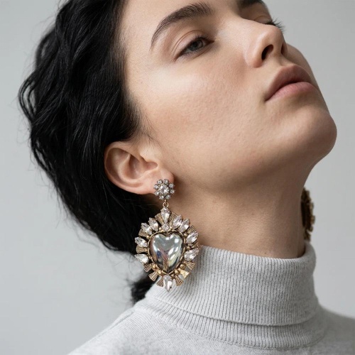 Серьги Celeste G, с сердцем и кристаллами Swarovski, CS26.1-1182 серебристый фото 2