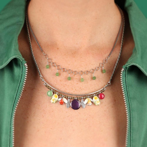 Колье TARATATA, Jonquille, смола, агат, гематит, слюдяный порошок, TT-W24-01102-10M серебристый фото 3