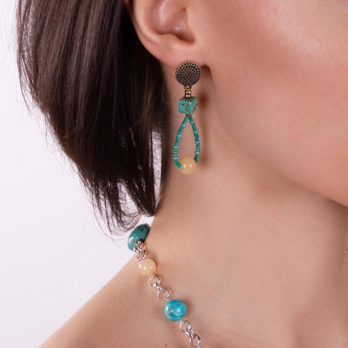 Серьги Lanzerotti, Atlantide, с яшмой, жадом и кристаллами, LZ-23.03-089 бирюзовый фото 4