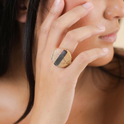 Кольцо Nature Bijoux, L'ile Rousse, с яшмой "Пикассо" и перламутром, NB25.2-19-25910 коричневый фото 3