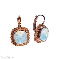 Серьги Une Ligne, квадрат,кристалл Swarovski, UL-2448R белый