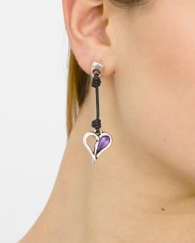 Серьги Tra-la-ra, Pasion, с сердцем и кожей, TLR24-241P108 черный фото 3