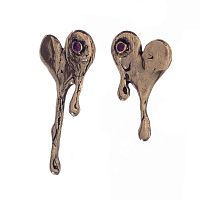 Серьги Alcozer&J, асимметричные,в форме сердца с гранатом, AL-O58GB22 золотистый