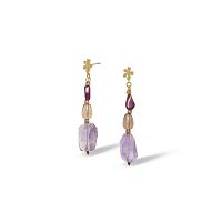 Серьги Nature Bijoux, Belle de nuit, с гранатом, дымчатым кварцем и аметистом, NB26.2-12-90832 сиреневый