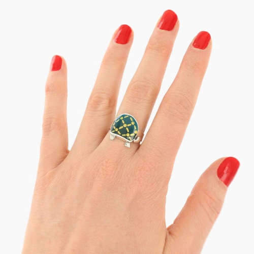 Кольцо TARATATA, Galapagos, разъемное, смола, золотая краска, TT-E25-10423-107 зеленый фото 3