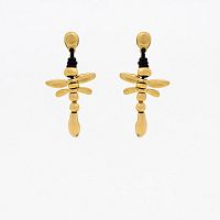 Серьги Tucco, Flying, со стрекозой, кожа, TC-TMPE84 золотистый