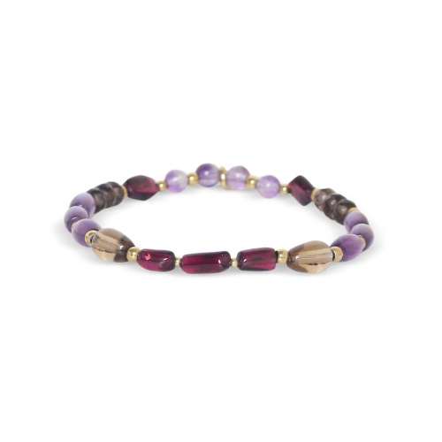 Браслет Nature Bijoux, Belle de nuit, гранат, дымчатый кварц, аметист, NB26.2-13-44710 фиолетовый